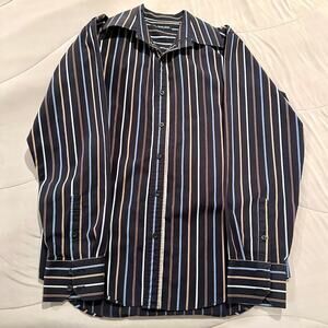 Mens Red Level Nine Striped Dress Shirt Size Small